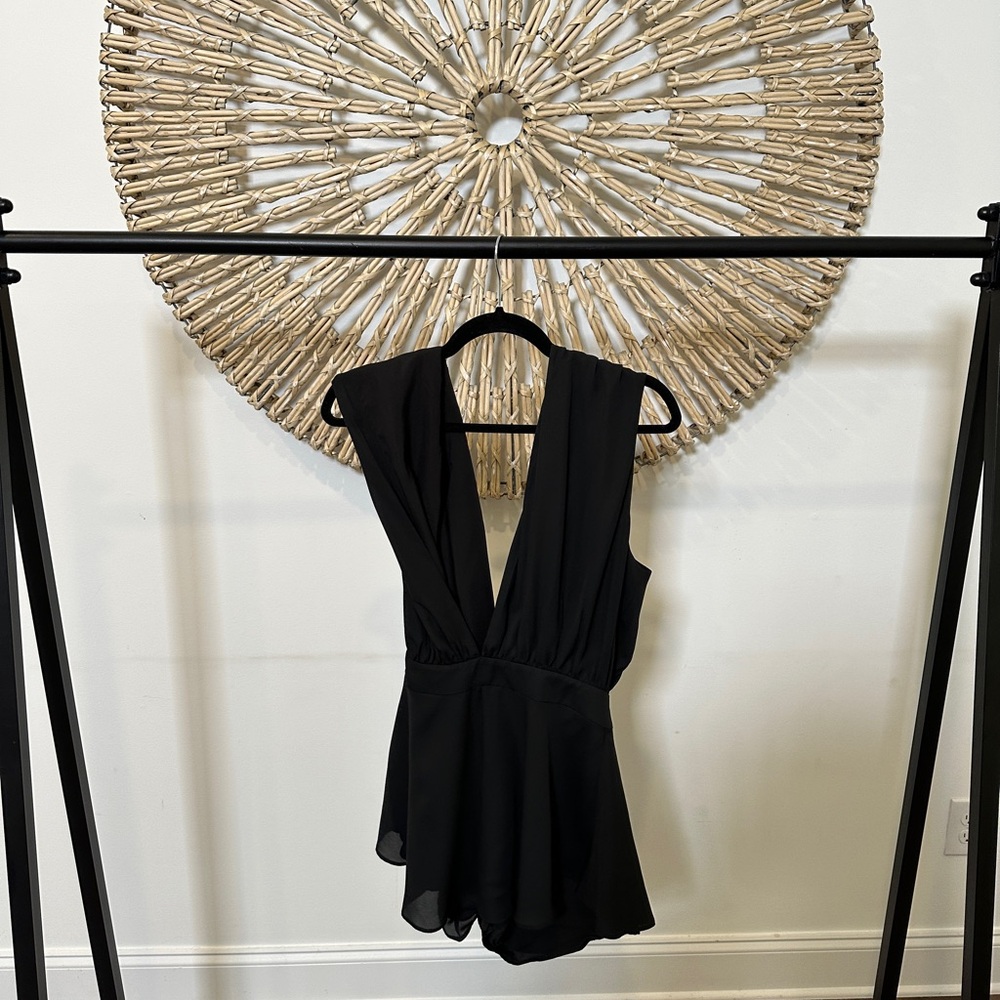 SEXY BLACK DEEP V ROMPER